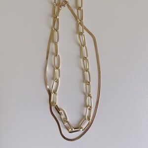 Two Gold adjustable choker necklaces, 16”